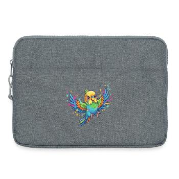 Bunter Wellensittich Farbtaumel - Laptoptasche 15" - Grau meliert - Vorne