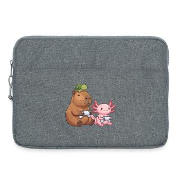 Capybara and Axolotl Gaming Funny  - Laptop bag 15" - heather grey - Front