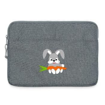 Happy rabbit with the carrot - Laptop bag 15" - heather grey - Front
