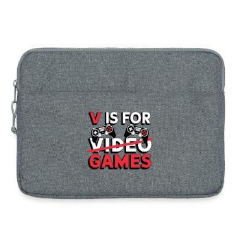 V comme Jeux Vidéo Amusants - Sacoche pour ordinateur portable 15 pouces - gris chiné - Devant