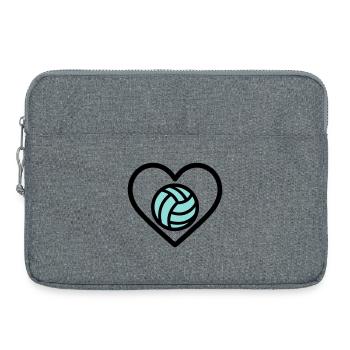 Volley-ball de cœur – Amateur de sport d’équipe - Sacoche pour ordinateur portable 15 pouces - gris chiné - Devant