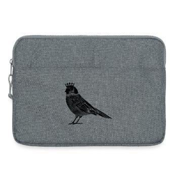 Bird with crown – elegant line art motif - Laptop bag 15" - heather grey - Front