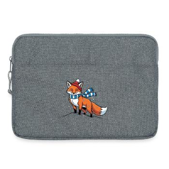 Winterfuchs mit Schal - Laptoptasche 15" - Grau meliert - Vorne