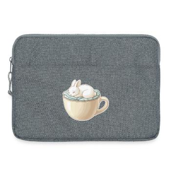 Sleeping rabbit in a cup - Laptop bag 15" - heather grey - Front