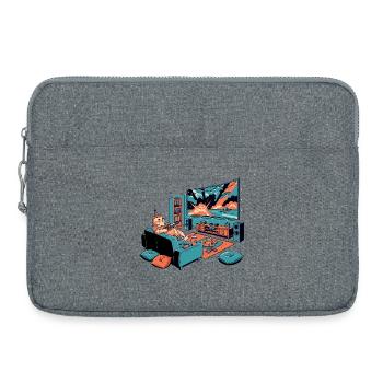 Thick Sofa Cat Chips TV Cinema Evening Cat Motif - Laptop bag 15" - heather grey - Front