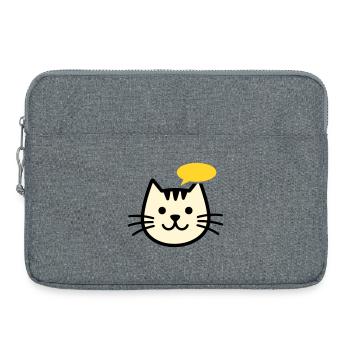 Cat face with speech bubble - Laptop bag 15" - heather grey - Front