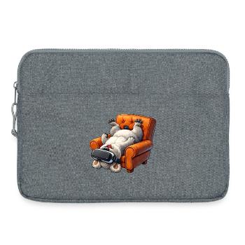 Chien avec des lunettes VR dans le fauteuil - Sacoche pour ordinateur portable 15 pouces - gris chiné - Devant