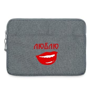 Lippen mit umgekehrtem Textdesign - Laptoptasche 15" - Grau meliert - Vorne