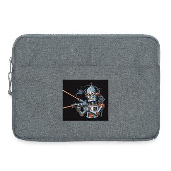 Retro Sci-Fi Roboter mit Laserwaffe - Laptoptasche 15" - Grau meliert - Vorne