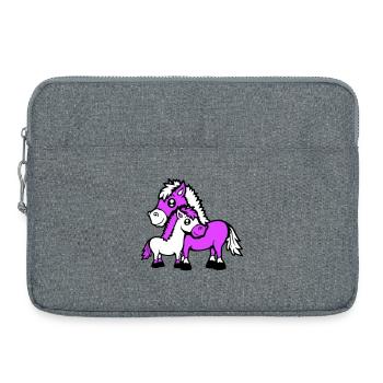 2 Mignon Chevaux Enfant Famille Maman Papa Maman Père - Sacoche pour ordinateur portable 15 pouces - gris chiné - Devant