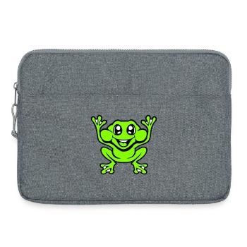 Frog Toad Laughs Funny Jumping Happy Comic - Laptop bag 15" - heather grey - Front
