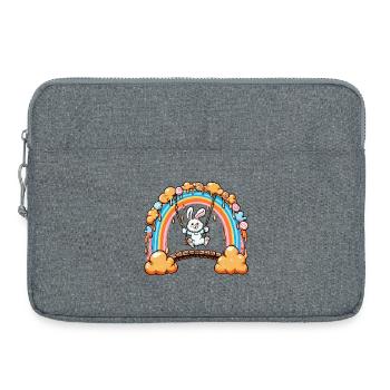 Hoppelhase Regenbogen-Schaukel - Laptoptasche 15" - Grau meliert - Vorne