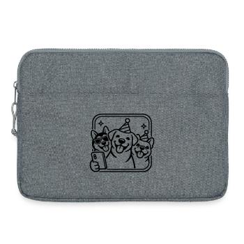 Chiens de fête Selfie Dessins en ligne minimalistes - Sacoche pour ordinateur portable 15 pouces - gris chiné - Devant