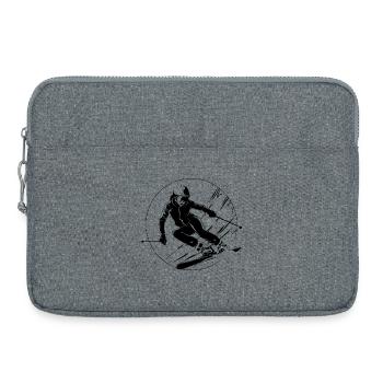 Ski Fahren Skiing Frau Silhouette - Laptoptasche 15" - Grau meliert - Vorne