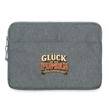 Glück ist wie Pupsen Vintage Spruch - Laptoptasche 15" - Grau meliert - Vorne
