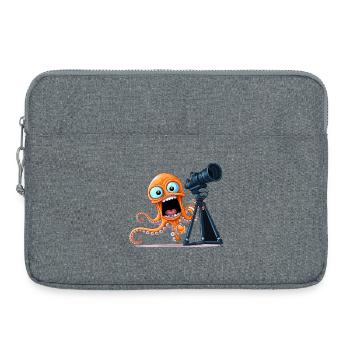 Photographe de pieuvre orange avec appareil photo - Sacoche pour ordinateur portable 15 pouces - gris chiné - Devant