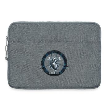 Moto Biker V-Twin Moteur Crâne Cœur Love Rocker - Sacoche pour ordinateur portable 15 pouces - gris chiné - Devant