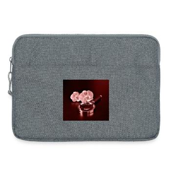 Fleurs d’orchidée et loupe - Sacoche pour ordinateur portable 15 pouces - gris chiné - Devant