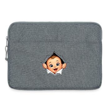 Femme enceinte regardant le bébé – femme enceinte drôle - Sacoche pour ordinateur portable 15 pouces - gris chiné - Devant