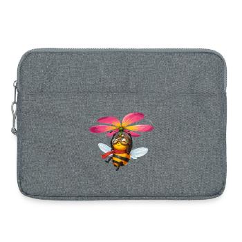 Steampunk Biene mit Blütenpropeller - Laptoptasche 15" - Grau meliert - Vorne
