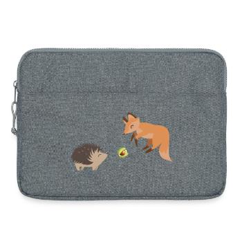 Fuchs und Igel spielen mit einer Kastanie Fußball - Laptoptasche 15" - Grau meliert - Vorne