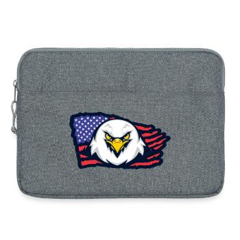 Amerikanischer Adler mit Flagge - Laptoptasche 15" - Grau meliert - Vorne