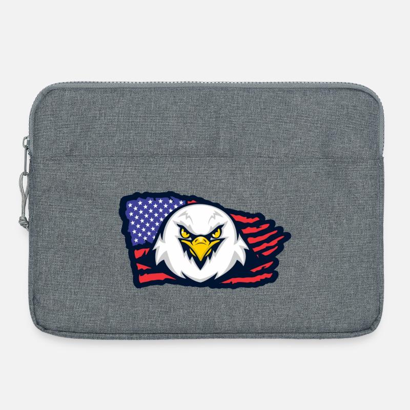 Aigle américain avec drapeau - Sacoche pour ordinateur portable 15 pouces - gris chiné