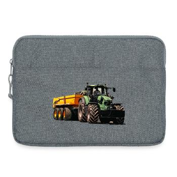 Traktor mit Anhänger Kipper - Laptoptasche 15" - Grau meliert - Vorne