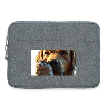 Hunde und goldiger Hamster in Nahaufnahme - Laptoptasche 15" - Grau meliert - Vorne