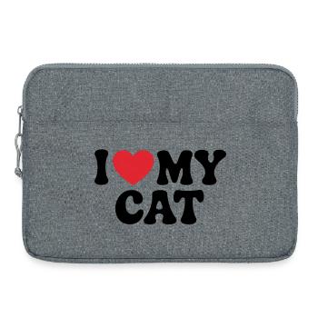 J’adore mon chat amoureux des animaux - Sacoche pour ordinateur portable 15 pouces - gris chiné - Devant