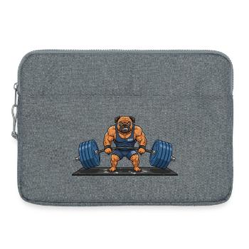 Lustiges Mops-Gewichtheben-Kreuzheben-Fitnessstudio - Laptoptasche 15" - Grau meliert - Vorne
