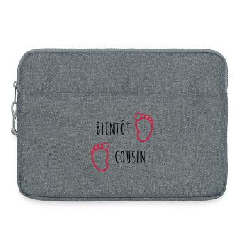 Bientôt Cousin / Cousine / Bébé / Naissance / Baby - Laptop bag 15" - heather grey - Front