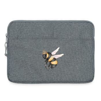Drawing of a flying bumblebee with crown - Laptop bag 15" - heather grey - Front