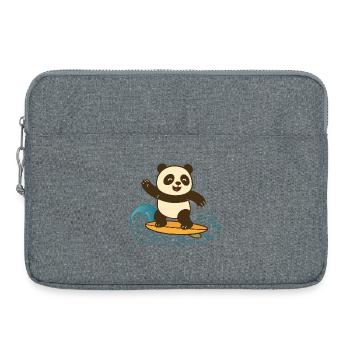 Panda Surf heureux - Illustration d’été - Sacoche pour ordinateur portable 15 pouces - gris chiné - Devant