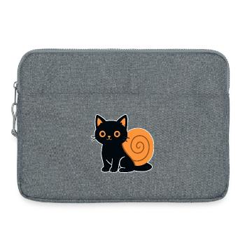 Cat silhouette in orange - Laptop bag 15" - heather grey - Front