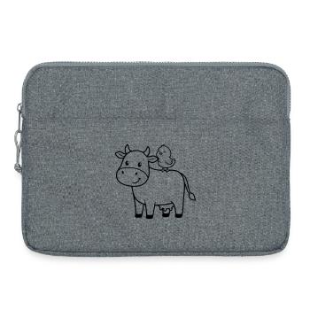 Vache mignonne avec amitié d’oiseau - Sacoche pour ordinateur portable 15 pouces - gris chiné - Devant