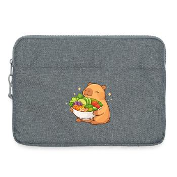 Capybara potelé avec bol de salade - Sacoche pour ordinateur portable 15 pouces - gris chiné - Devant