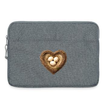 Herzförmiges Vogelnest mit Eiern - Laptoptasche 15" - Grau meliert - Vorne