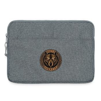 Emblème de l’Anneau du Loup avec des runes - Sacoche pour ordinateur portable 15 pouces - gris chiné - Devant