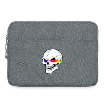 Skull Neon Rainbow Laser Eyes Design - Laptop bag 15" - heather grey - Front