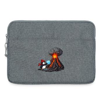 Pinguin und Vulkan mit Eiswürfel - Laptop bag 15" - heather grey - Front