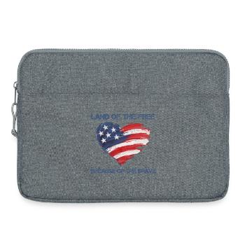 USA Herz - Land of the Free because of the Brave - Laptoptasche 15" - Grau meliert - Vorne
