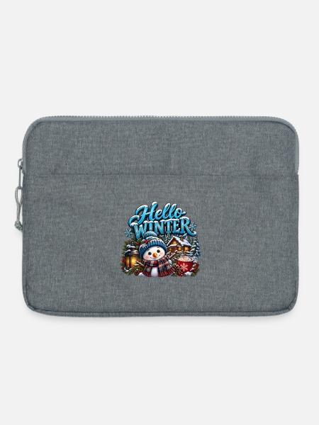 Hallo Winter-Schneemann - Laptoptasche 15" - Grau meliert