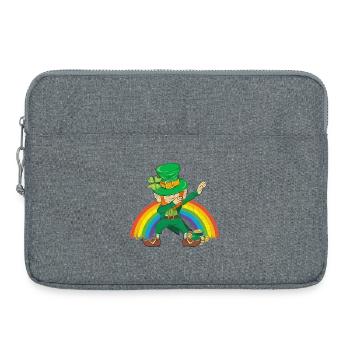 Dancing Leprechaun Dabbing Rainbow - Laptop bag 15" - heather grey - Front