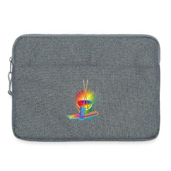 Mop, broom and bucket in rainbow colors - Laptop bag 15" - heather grey - Front