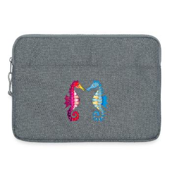 Deux hippocampes enchanteurs unis dans l’amour - Sacoche pour ordinateur portable 15 pouces - gris chiné - Devant