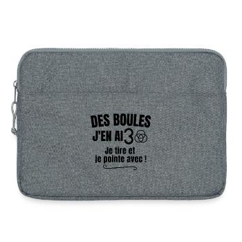 pétanque, bouliste, joueur de pétanque - Sacoche pour ordinateur portable 15 pouces - gris chiné - Devant