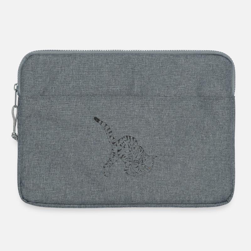 Chat noir - Sacoche pour ordinateur portable 15 pouces - gris chiné