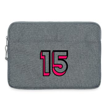 15. 15 ANS. 15e ANNIVERSAIRE. ANNIVERSAIRE 15 ANS. - Sacoche pour ordinateur portable 15 pouces - gris chiné - Devant