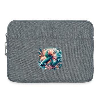 Kampffisch, Betta splendens, bunter Fisch - Laptoptasche 15" - Grau meliert - Vorne